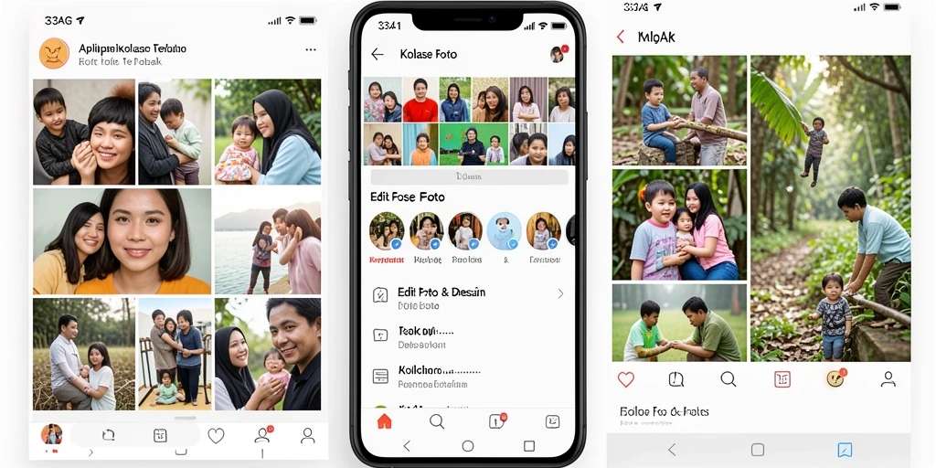 Screenshot utama 33AG menampilkan antarmuka Kolase Foto yang user-friendly.