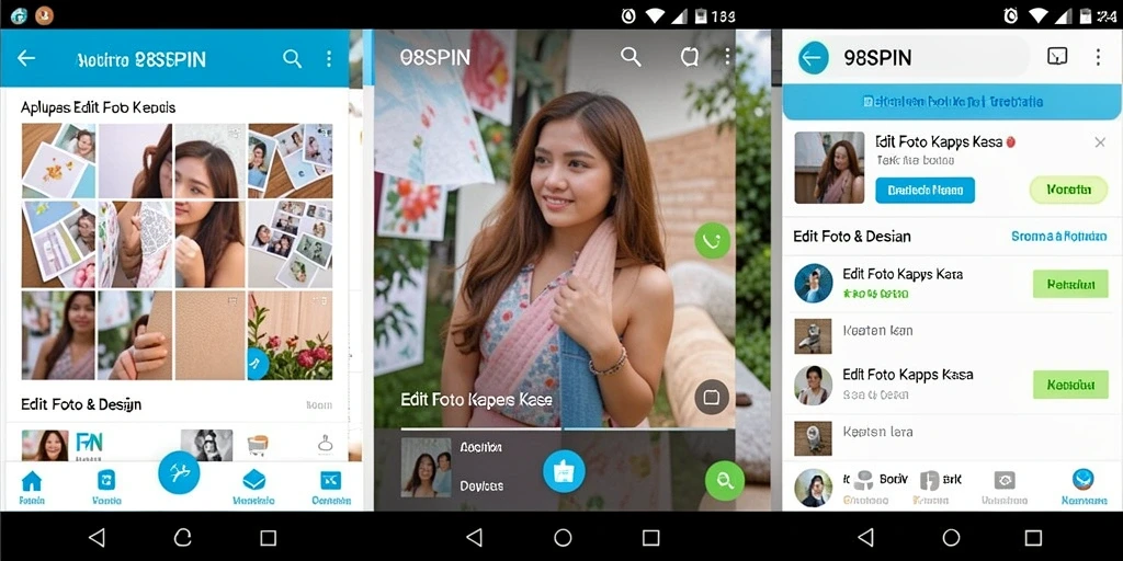 Antarmuka aplikasi 98SPIN yang menarik dan fungsional untuk Edit Foto Kertas Kaca.