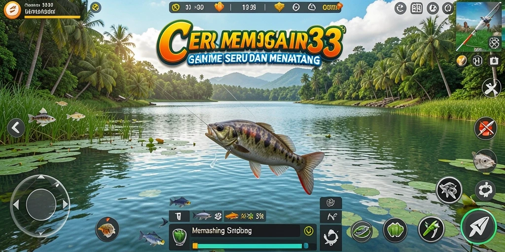 Tampilan antarmuka CERIA33 yang menarik saat bermain Memancing.