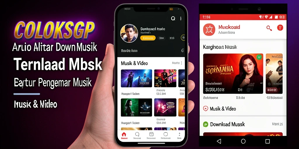Antarmuka pengguna COLOKSGP dengan fitur Download Musik yang menarik.