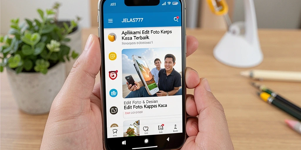 Antarmuka aplikasi JELAS777 dengan pilihan efek Edit Foto Kertas Kaca yang menarik.