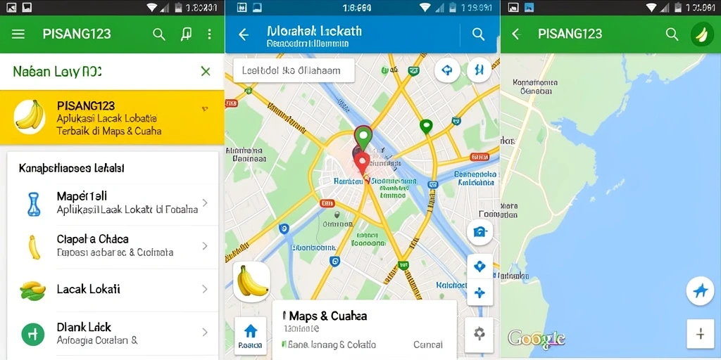 Antarmuka PISANG123 dengan fitur pelacakan lokasi yang intuitif.
